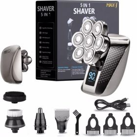MAX-T Electric Hair&Beard Shaver,Waterproof Rechargeable Grooming Kit, Bald Head Electric Razor for Head&Face with USB Charge
