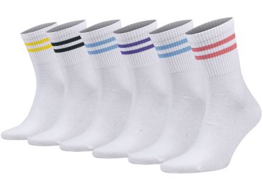 Athletic Tennis Crew Socks for Women with Stripes 6 Pairs Shoe Size 5 to 10