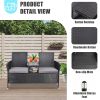 Outdoor Loveseat, 2 Seat Loveseat with Cushions and Built-in Coffee Table