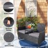 Outdoor Loveseat, 2 Seat Loveseat with Cushions and Built-in Coffee Table