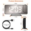 Projection Alarm Clock LED Digital Alarm Clock with Dual Alarms Snooze Function 6 Dimmer 7.7in Mirror