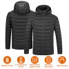 Heated Jacket Electric Heating Coat Lightweight Winter Hooded JacketÂ with 3-Level Heating Modes 8 Heating Zones Detachable Zipper Hood