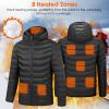 Heated Jacket Electric Heating Coat Lightweight Winter Hooded JacketÂ with 3-Level Heating Modes 8 Heating Zones Detachable Zipper Hood