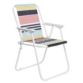 Lightweight High-back Beach Chair, Portable Foldable Camping Chair, Lawn Chair With Hard Armrests, Colourful Stripes (Option: Colored stripes)