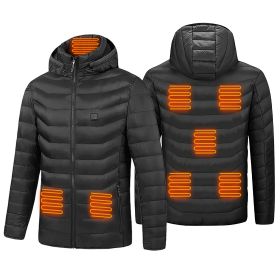 Heated Jacket Electric Heating Coat Lightweight Winter Hooded JacketÂ with 3-Level Heating Modes 8 Heating Zones Detachable Zipper Hood (Option: HeatedJacketXL)