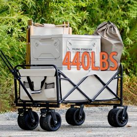 Camping Cart, Outdoor Folding Camping Cart, Shopping Cart, Household Grocery Cart, Pet Outdoor Cart (Option: Black and white)