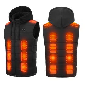 Winter Heated Vest For Men and Women with Detachable Hood 3 Heating Levels 7.4VDC 5V/2A USB Input Unisex Winter Hooded Heated Vest Machine Washable fo (Option: HeatedVestXL)