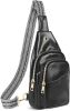 Sling Bag For Women, Leather Fanny Pack With Detachable Strap, Crossbody Chest Bag With Anti Theft For Travel(Black And Brown)
