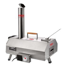 Stainless Steel Pizza Oven Outdoor 12" Automatic Rotatable Pizza Ovens,Portable Wood Fired Pizza Oven Pizza Maker with Timer, Built-in Thermometer (Color: as Pic)