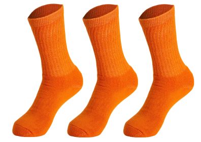 Athletic Sport Socks 3 Pairs Breathable Cotton Crew Socks Shoe Size 5 to 10 (Color: Orange)