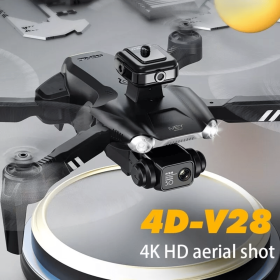 4DRC V28 Drone With 4K HD Dual Camera Obstacle Avoidance Foldable Smart Follow for beginner US (Color: black(1Battery))