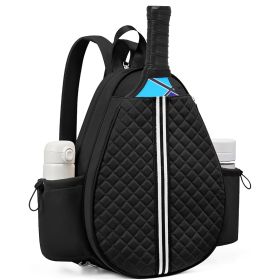 Pickleball Sling Bag for Men Women Waterproof Badminton Tennis Backpack with Wet Pocket Hidden Fence Hook Machine Washable (Option: PickleballBagBlack)